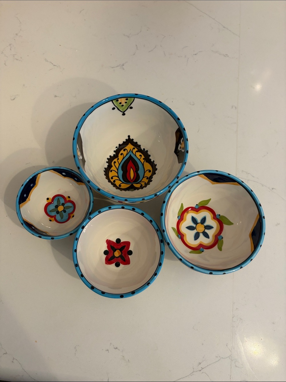 Tabletops Unlimited Espana Lifestyle Bocca Nesting Bowls Set Blue Floral